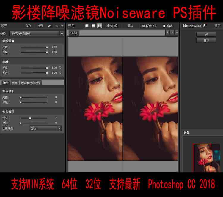 降噪滤镜Noiseware+v5.0+5007-01(32位+64位 Photoshop插件 支持2018